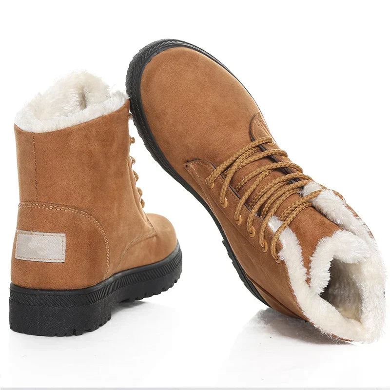 Belezza Winter Boots - Warm Fleece-Lined Ankle Boots with Lace-Up Closure