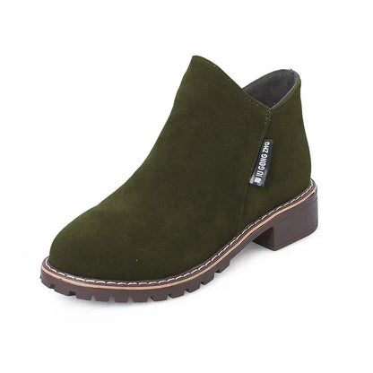 Belezza Casual Suede Ankle Boots with Zipper & Anti-Slip Sole