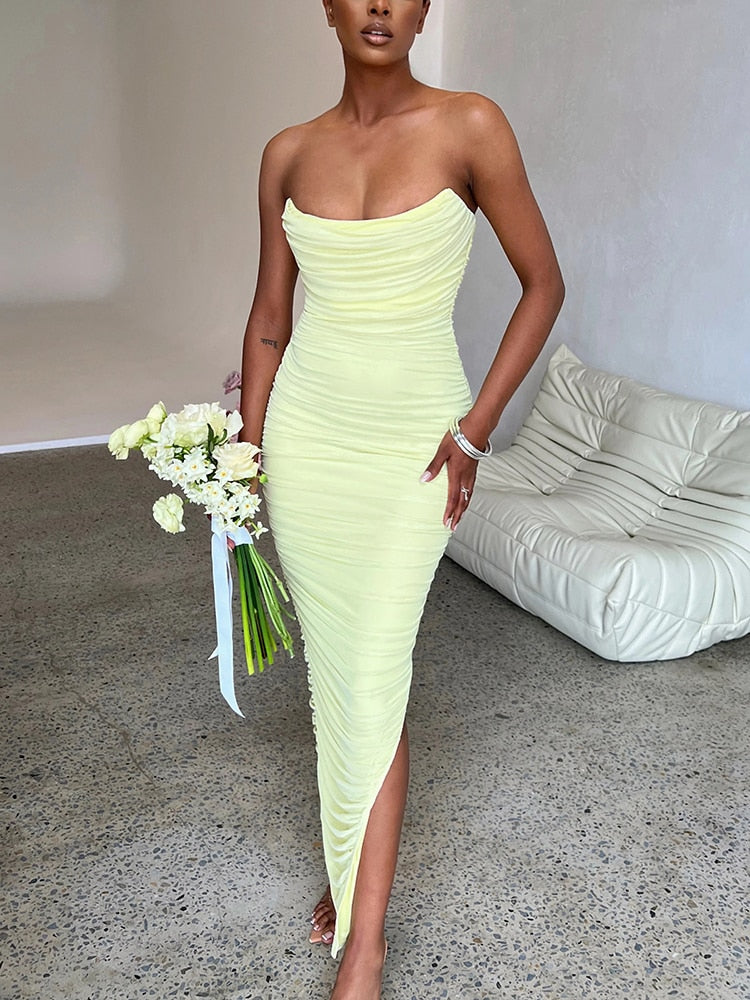 Belezza strapless ribbed dress