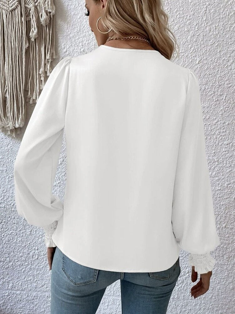 Belezza-Neck Elegant Blouse With Balloon Sleeves