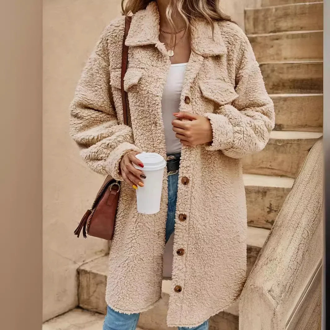 Women's Oversized Teddy Jacket | Casual Long