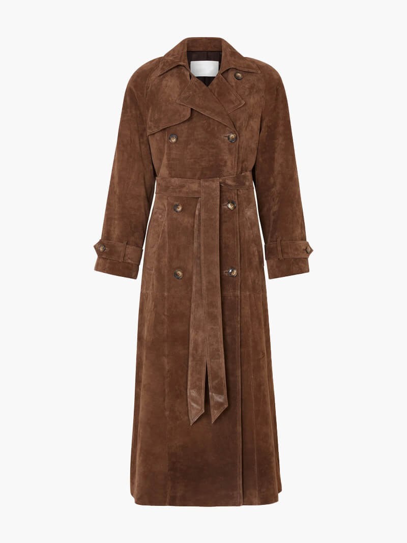 Belezza Suede Trench Coat for Women