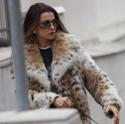 Women's Faux Fur Leopard Coat | Stylish Animal Print Winter Jacket for Casual and Party Wear