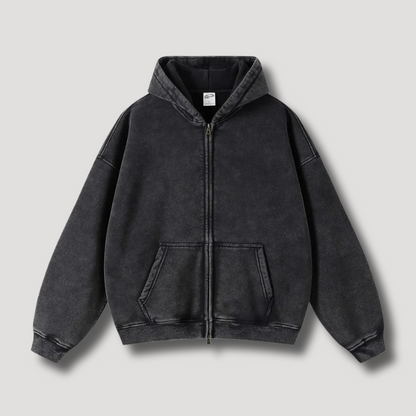 Women's Vintage Washed Hoodie | Oversized Zip-Up