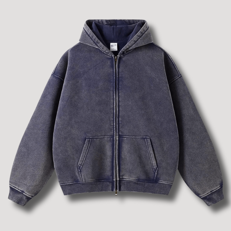 Women's Vintage Washed Hoodie | Oversized Zip-Up