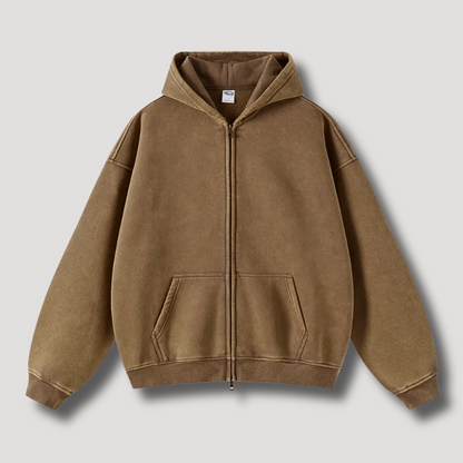 Women's Vintage Washed Hoodie | Oversized Zip-Up