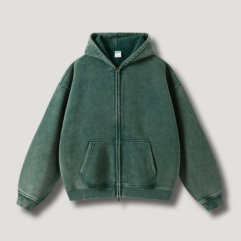 Women's Vintage Washed Hoodie | Oversized Zip-Up