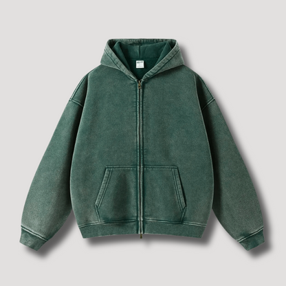 Women's Vintage Washed Hoodie | Oversized Zip-Up