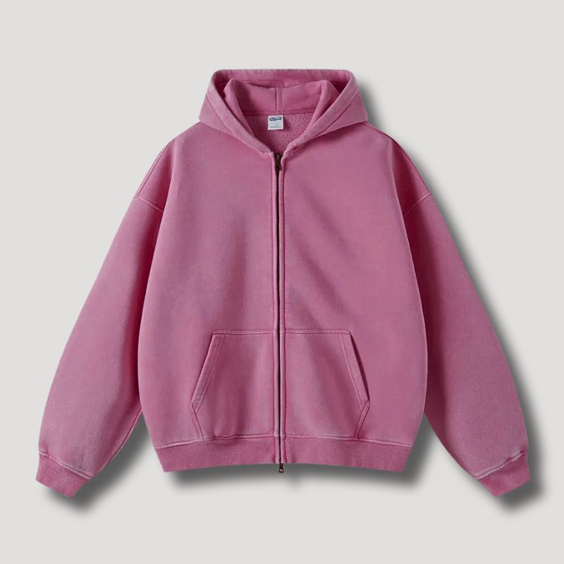 Women's Vintage Washed Hoodie | Oversized Zip-Up