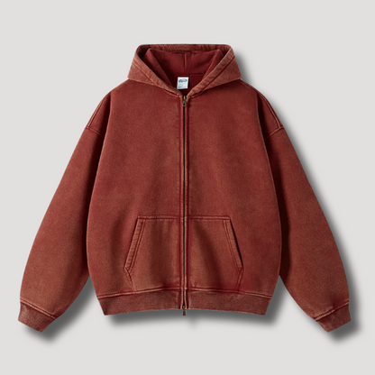 Women's Vintage Washed Hoodie | Oversized Zip-Up