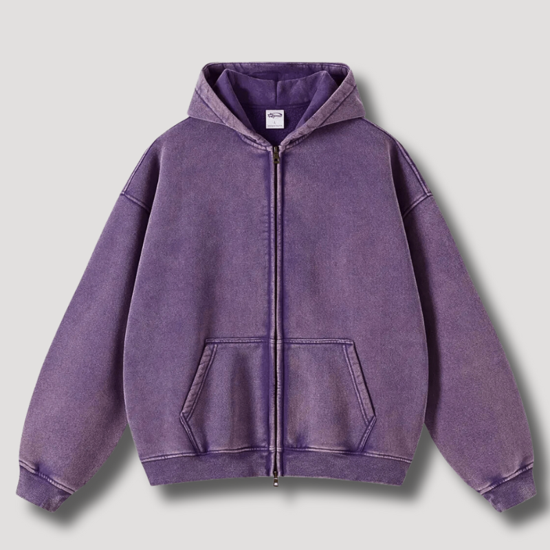 Women's Vintage Washed Hoodie | Oversized Zip-Up