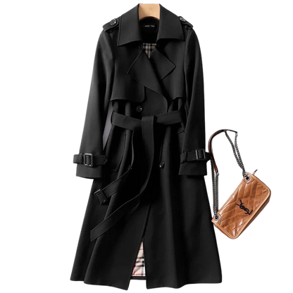 Trench Coat - Women's Classic Double Breasted Long Trench Coat