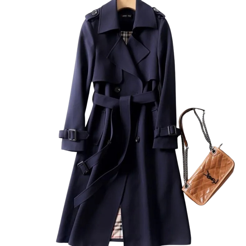 Trench Coat - Women's Classic Double Breasted Long Trench Coat