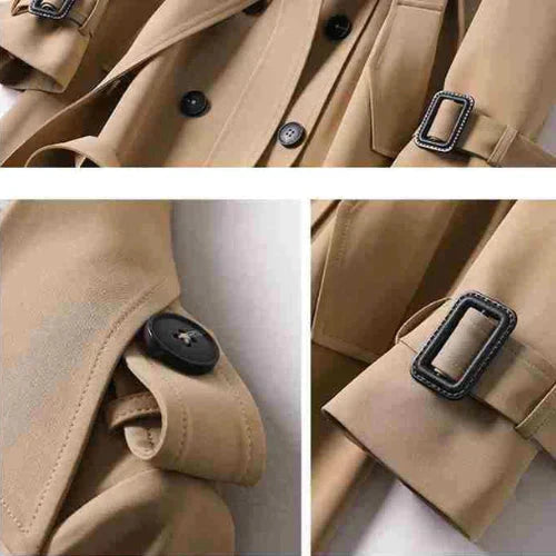 Trench Coat - Women's Classic Double Breasted Long Trench Coat