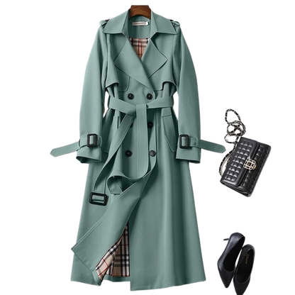 Trench Coat - Women's Classic Double Breasted Long Trench Coat