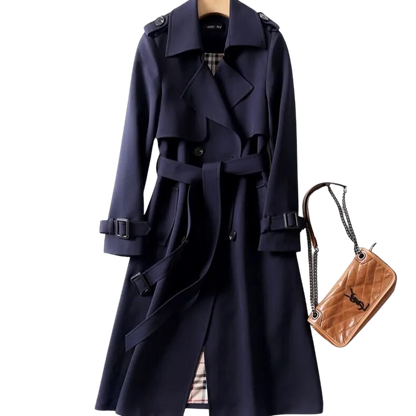 Trench Coat - Women's Classic Double Breasted Long Trench Coat