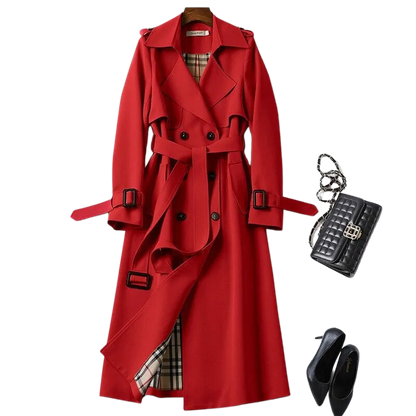 Trench Coat - Women's Classic Double Breasted Long Trench Coat