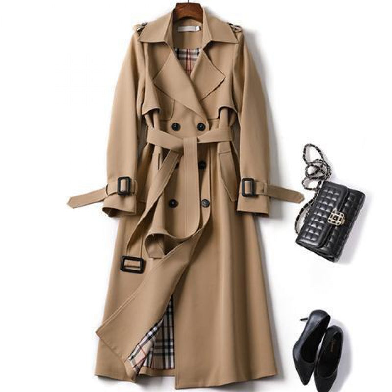 Trench Coat - Women's Classic Double Breasted Long Trench Coat