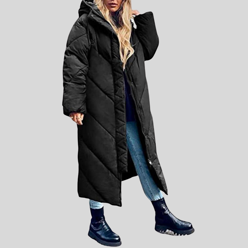 Belezza - Long, Warm Women's Coat with Hood