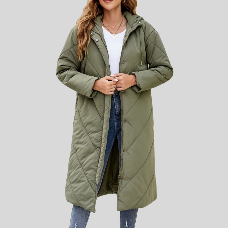 Belezza - Long, Warm Women's Coat with Hood