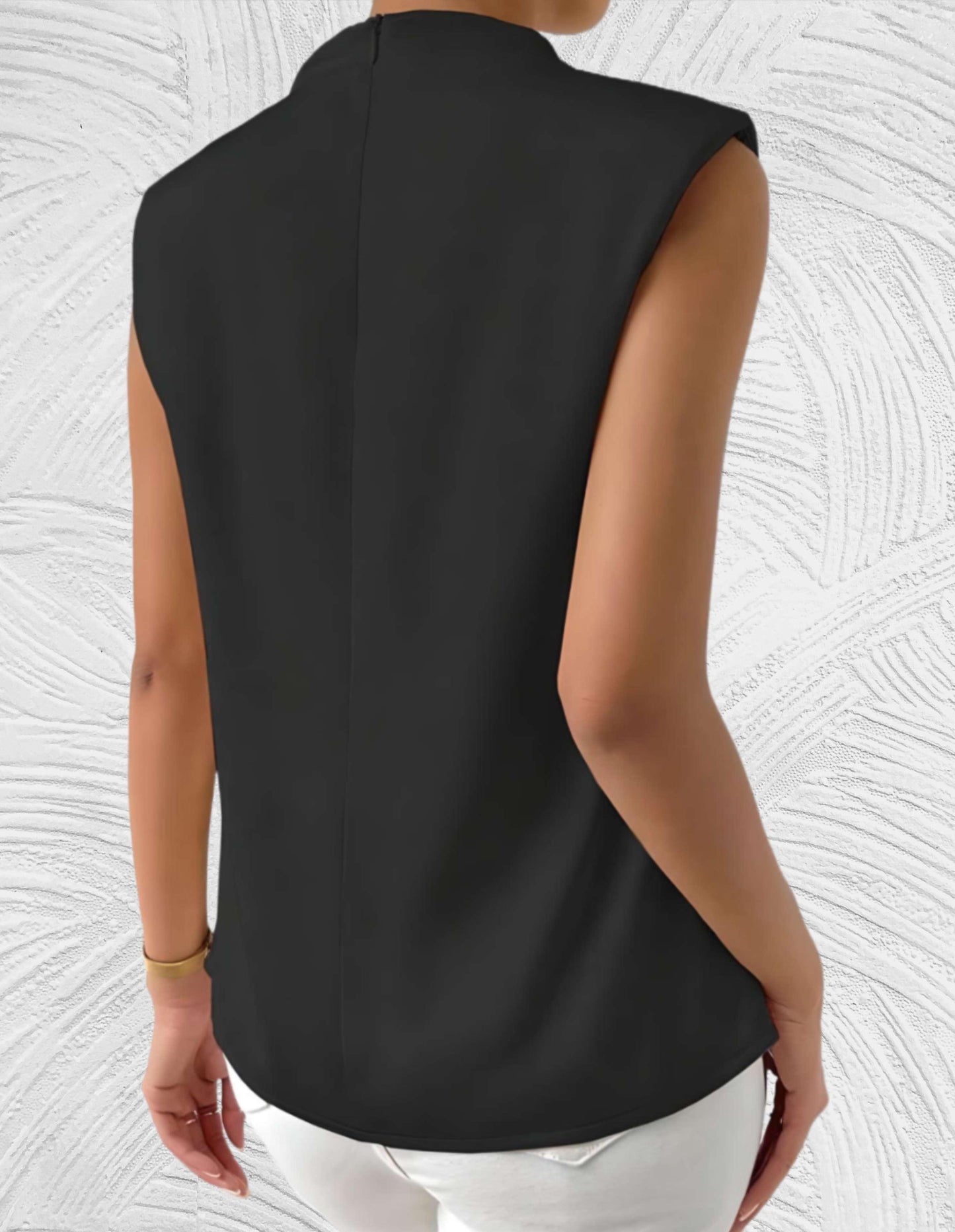 Belezza Sleeveless Top | Round Neck with Pleated Design