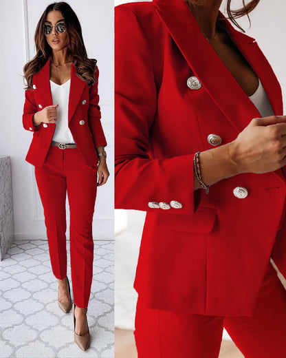 Belezza - Elegant Coat and Trousers Set for Women