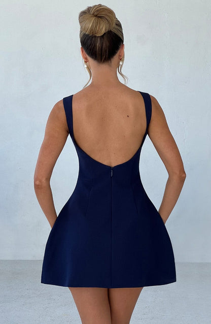 Belezza BACKLESS MINI DRESS - NAVY