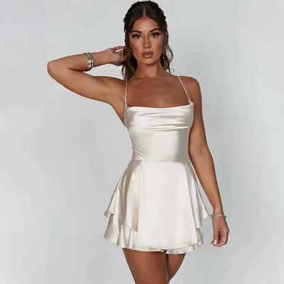 Belezza | Backless romper satin dress