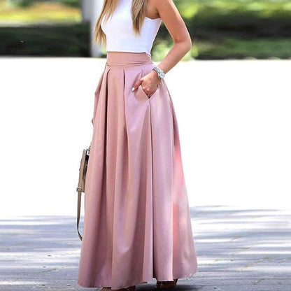 Belezza-coloured pleated skirt with high waist