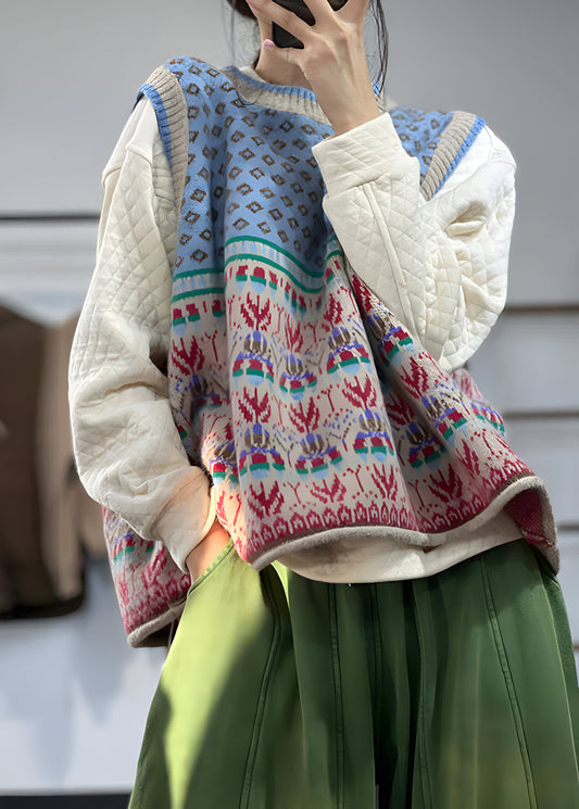 Belezza print wool knit waistcoat