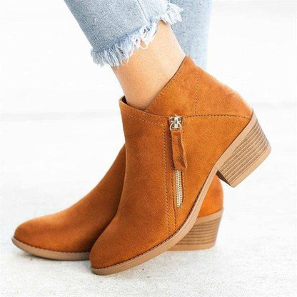 Belezza Leather Ankle Boots with Zipper and Heel for Women | Perfect for Casual Days