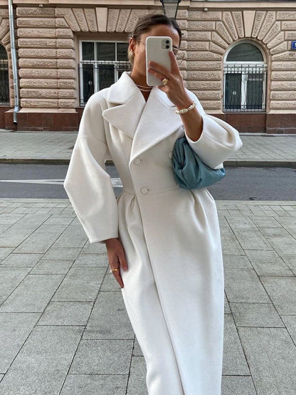 Double-Breasted Long Coat – Elegant and Statement Outerwear