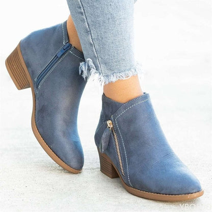 Belezza Leather Ankle Boots with Zipper and Heel for Women | Perfect for Casual Days