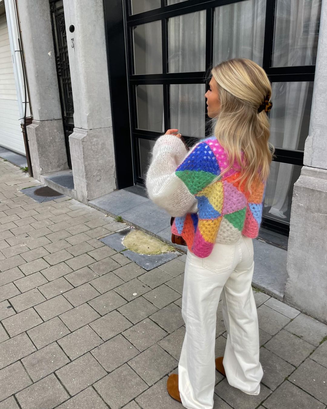 Belezza colourful patchwork cardigan