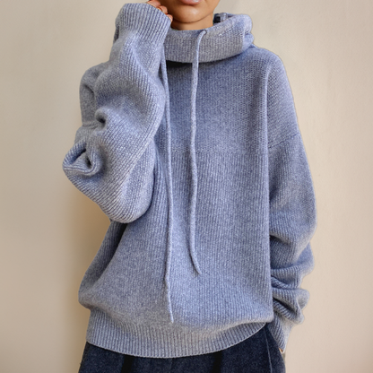 Women's Knit Hoodie Sweater | Long Sleeve Casual Pullover, Soft Drawstring Knitwear