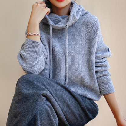 Women's Knit Hoodie Sweater | Long Sleeve Casual Pullover, Soft Drawstring Knitwear