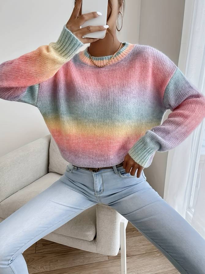 Belezza - Trendy Colorful Ombre Autumn Sweater for Women