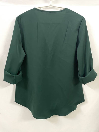 Belezza – casual, ruffled blouse with roll-up sleeves and half zip