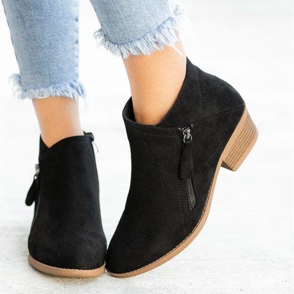 Belezza Leather Ankle Boots with Zipper and Heel for Women | Perfect for Casual Days