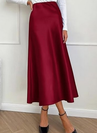 Belezza elegant satin midi skirt