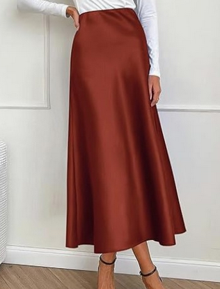 Belezza elegant satin midi skirt