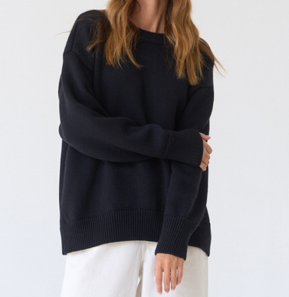 Oversized Sweater - Crewneck - Loose Fit - Knitted Jumper - Women's Clothing