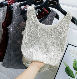 Sequined Luxury Resort Casual Tank Top