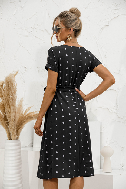 Elegant with White Spot Print Dress