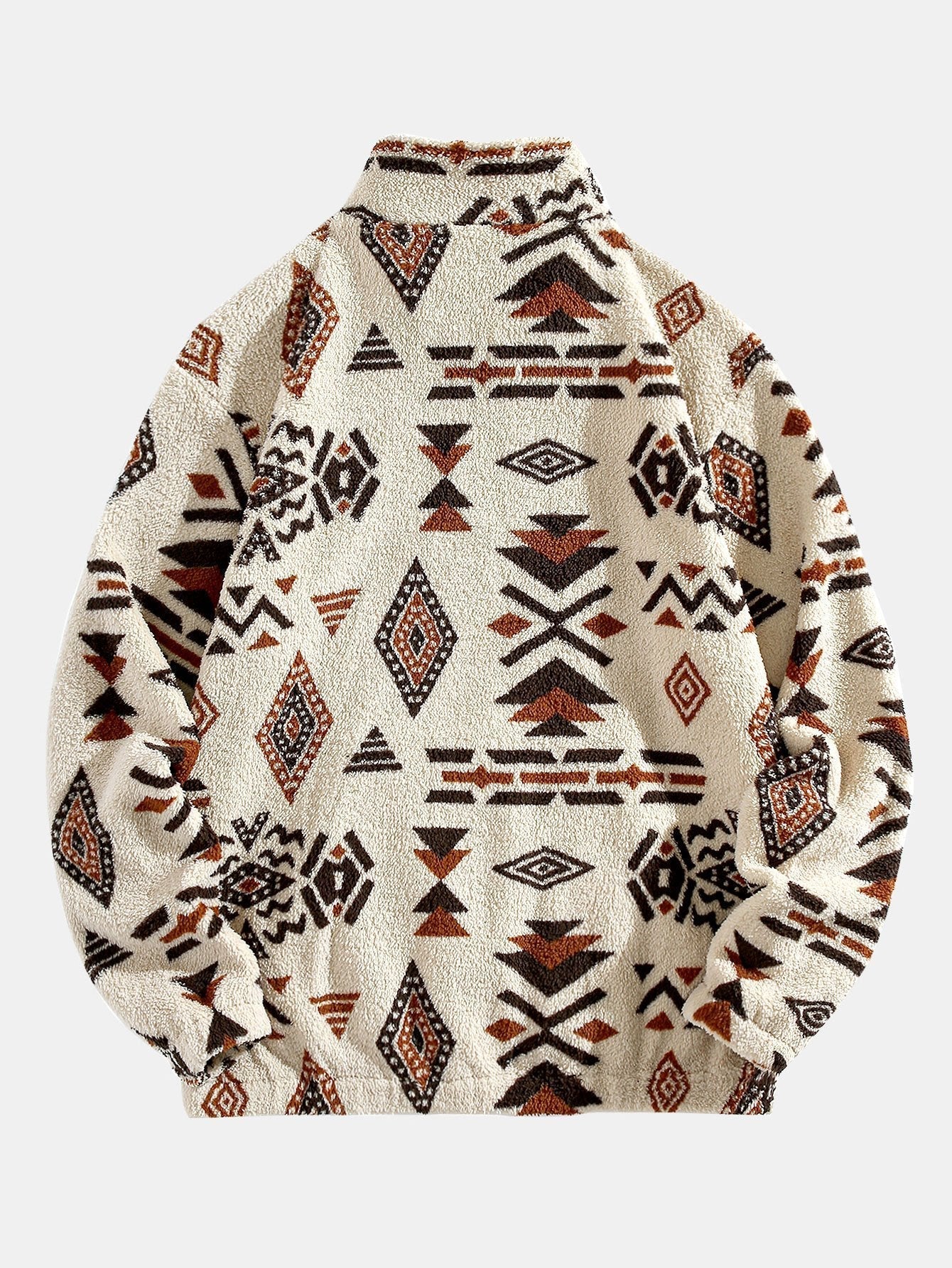 Belezza Zip Aztec Print Teddy Sweatshirt – Cozy, Stylish & Trendy