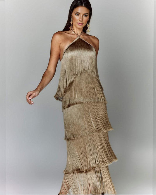 Belezza stylish dress with fringes