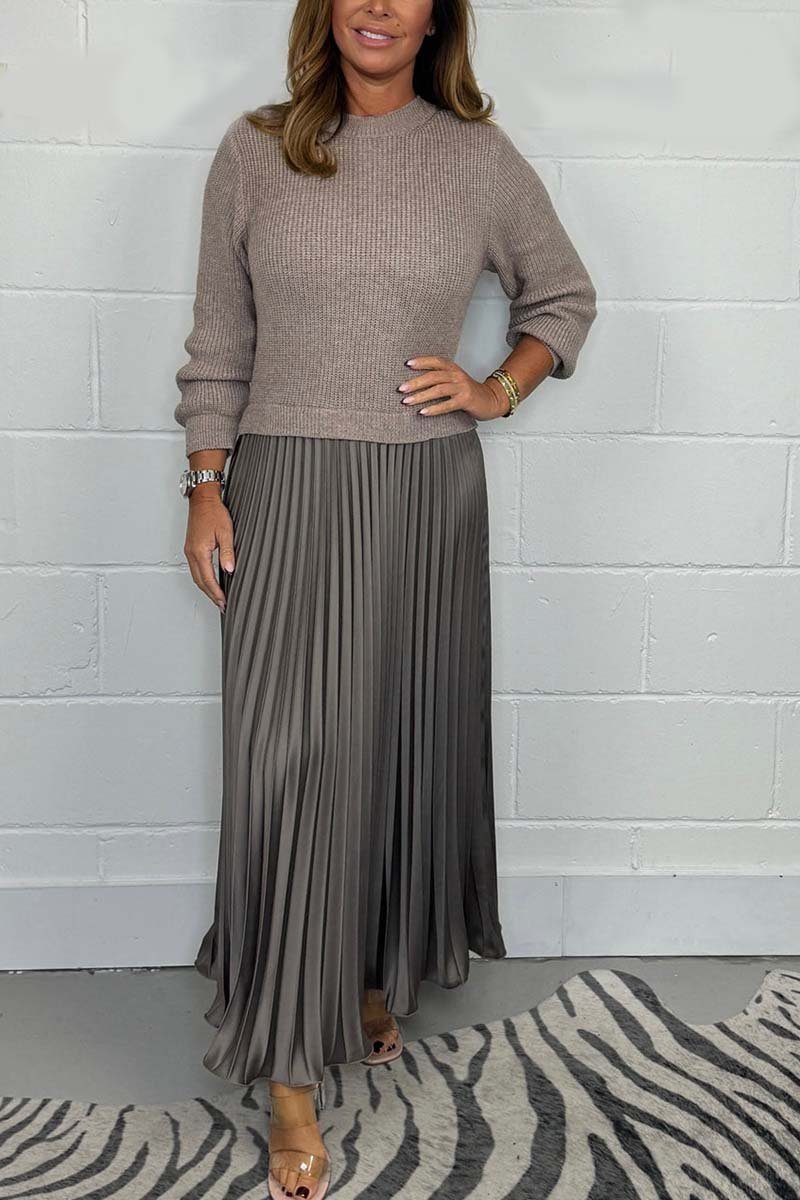 AMBRE™ | Chic Sweater & Pleated Skirt Set