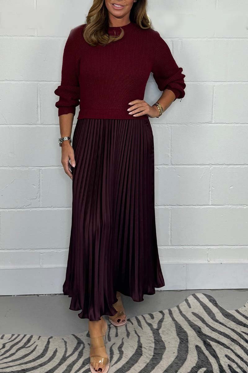 AMBRE™ | Chic Sweater & Pleated Skirt Set