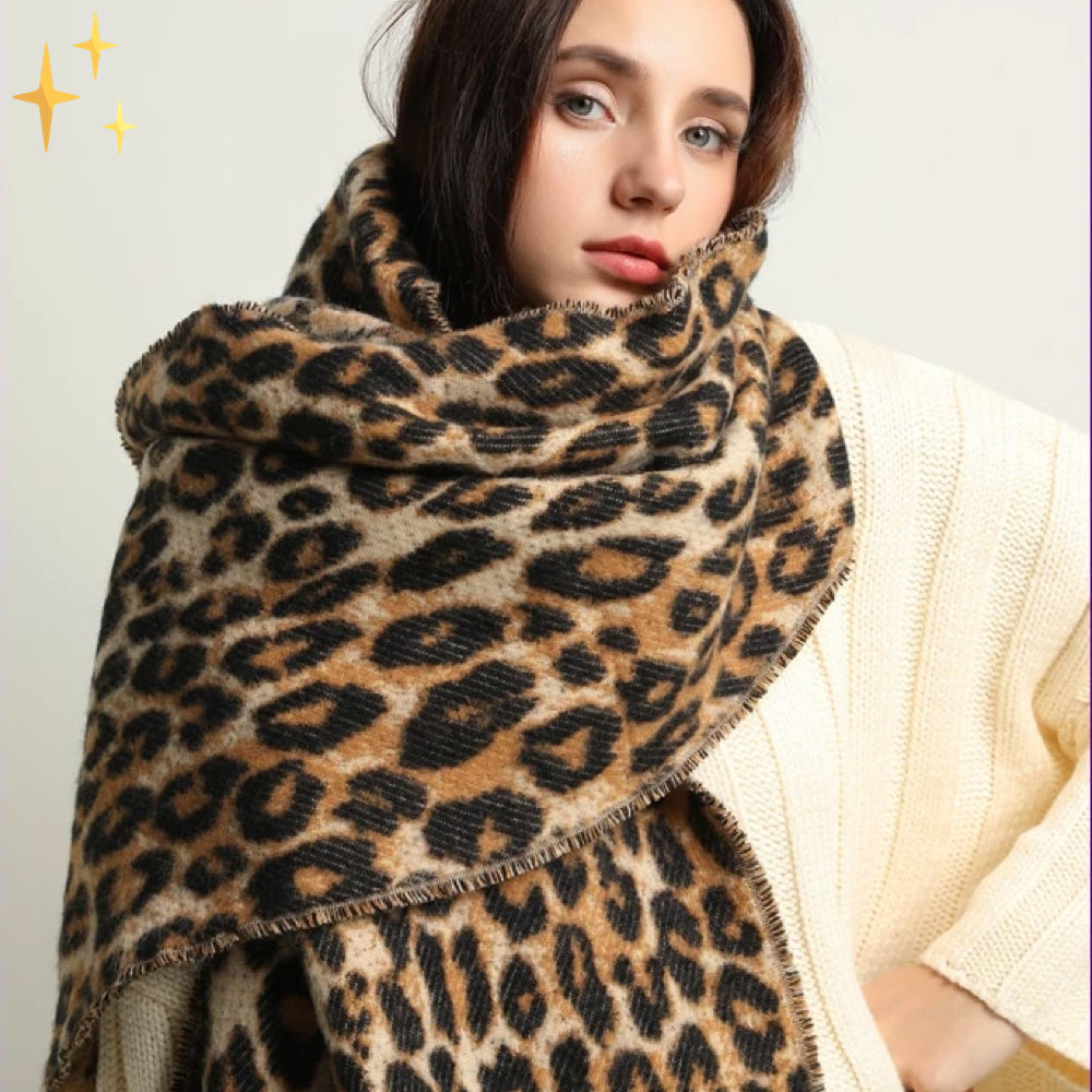 Belezza - Trendy Leopard-Print Wool Scarf for Women