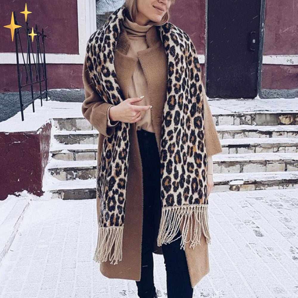 Belezza - Trendy Leopard-Print Wool Scarf for Women